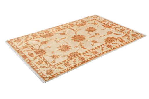 Corner detail of New Isfahan rug showing border pattern and Wool pile