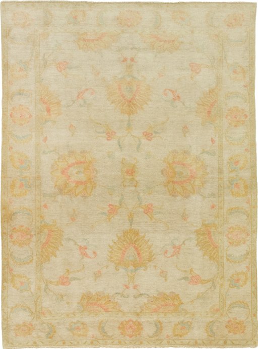 Full view of New Isfahan rug from Iran / Persia, 264 × 195 cm in Beige tones