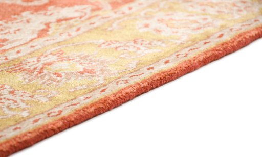 Backside of handmade New Isfahan rug showing knot structure and weave density