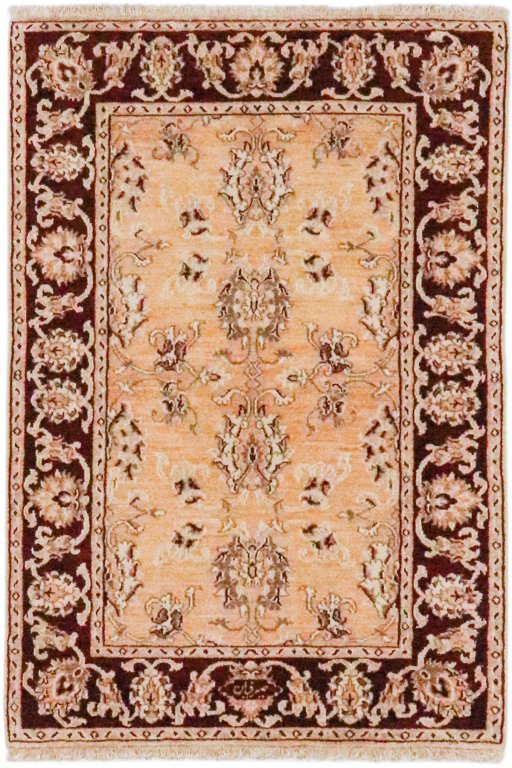Full view of New Isfahan rug from Iran / Persia, 140 × 95 cm in Terracotta tones