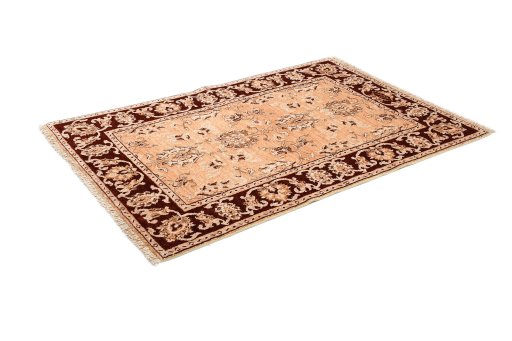 Corner detail of New Isfahan rug showing border pattern and Wool pile