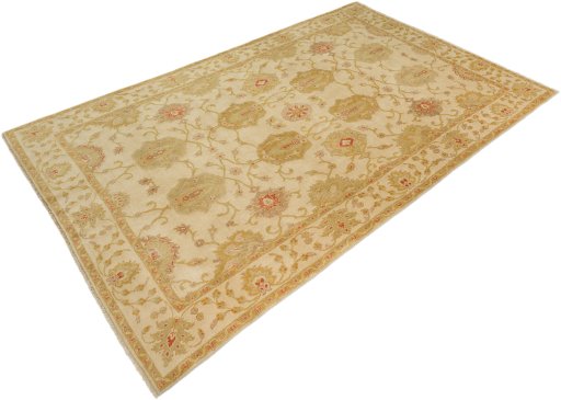 Corner detail of New Isfahan rug showing border pattern and Wool pile