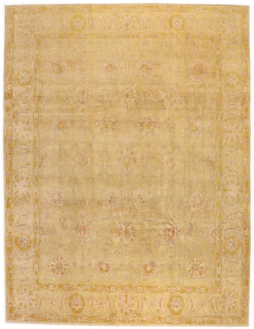 Full view of New Isfahan rug from Iran / Persia, 318 × 242 cm in Beige tones