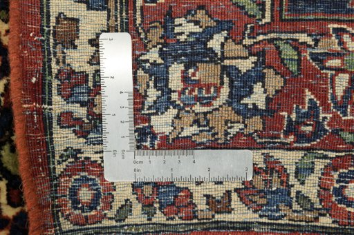 Full view of 1920s Isfahan rug from Iran / Persia, 438 × 320 cm in Dark red tones
