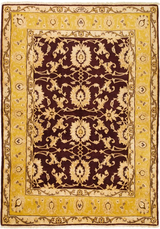 Full view of New Isfahan rug from Iran / Persia, 245 × 175 cm in Dark red tones