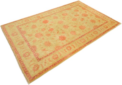 Corner detail of New Isfahan rug showing border pattern and Wool pile