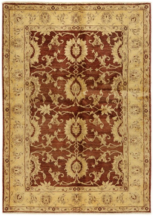 Full view of New Isfahan rug from Iran / Persia, 208 × 146 cm in Dark red tones