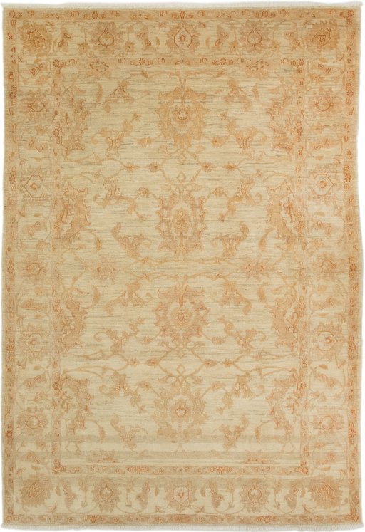 Full view of New Isfahan rug from Iran / Persia, 280 × 197 cm in Cream tones