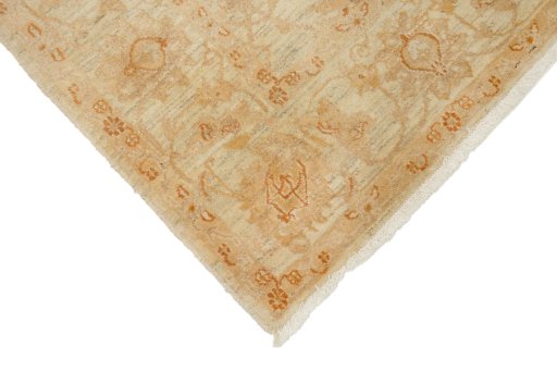 Backside of handmade New Isfahan rug showing knot structure and weave density