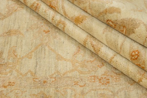 Close-up detail of New Isfahan rug from Iran / Persia showing Wool weave