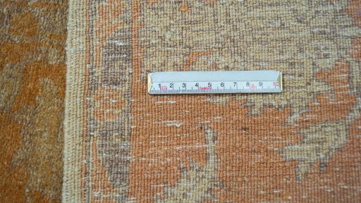 Close-up detail of New Isfahan rug from Iran / Persia showing Wool weave