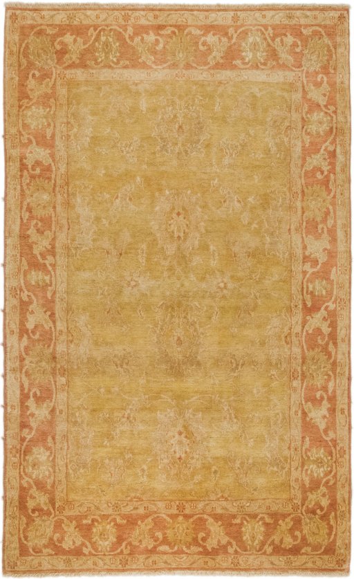 Full view of New Isfahan rug from Iran / Persia, 235 × 145 cm in Yellow tones