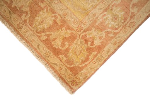Backside of handmade New Isfahan rug showing knot structure and weave density