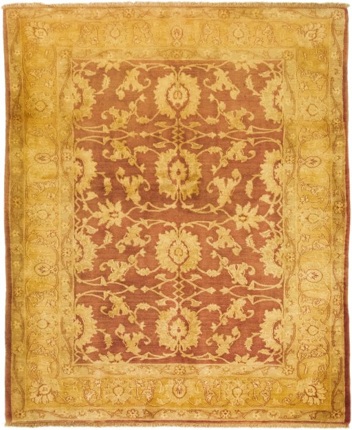 Full view of New Isfahan rug from Iran / Persia, 210 × 175 cm in Red tones