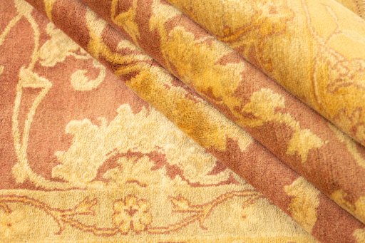Full view of New Isfahan rug from Iran / Persia, 210 × 175 cm in Red tones