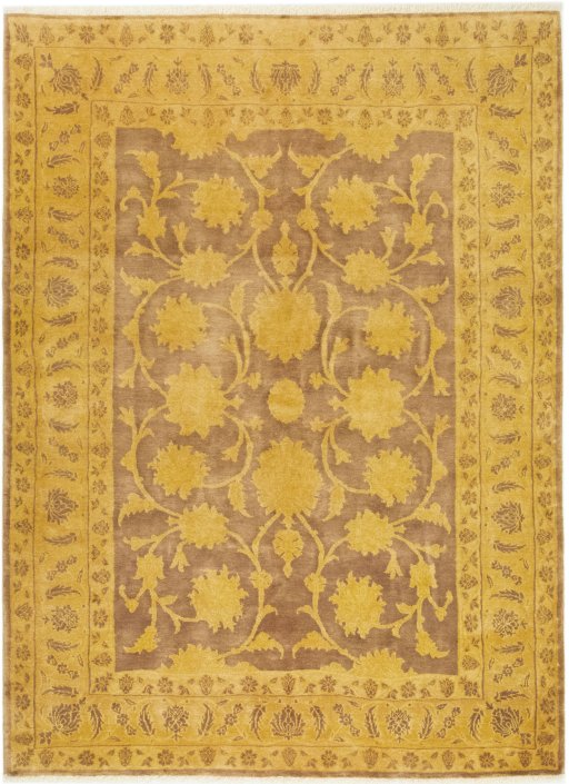 Full view of New Isfahan rug from Iran / Persia, 236 × 175 cm in Brown tones