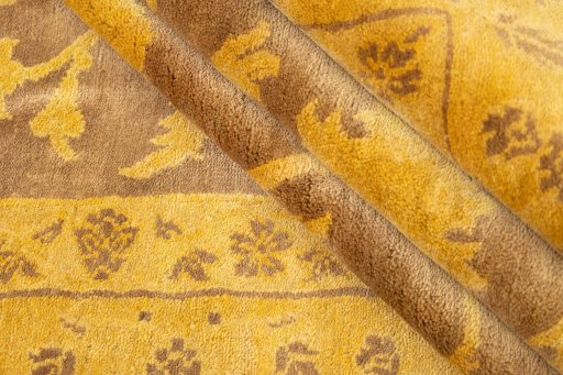 Full view of New Isfahan rug from Iran / Persia, 236 × 175 cm in Brown tones