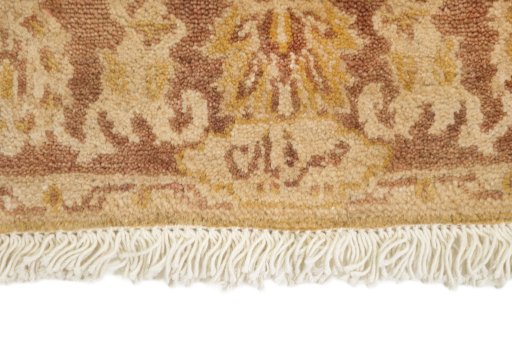Close-up detail of New Isfahan rug from Iran / Persia showing Wool weave