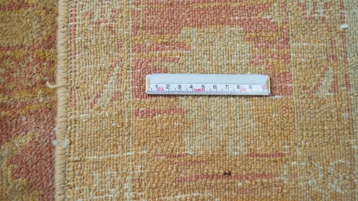 Close-up detail of New Isfahan rug from Iran / Persia showing Wool weave