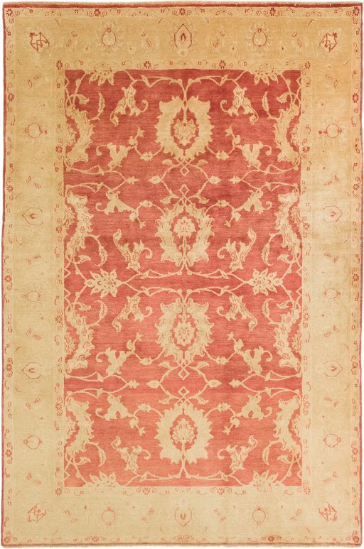 Full view of New Isfahan rug from Iran / Persia, 287 × 192 cm in Red tones