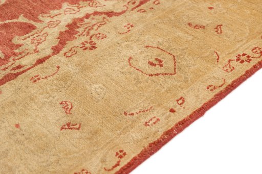 Close-up detail of New Isfahan rug from Iran / Persia showing Wool weave