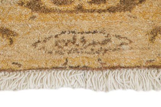 Close-up detail of New Isfahan rug from Iran / Persia showing Wool weave