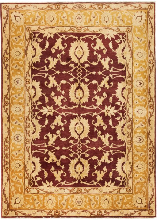 Full view of New Isfahan rug from Iran / Persia, 248 × 173 cm in Dark red tones