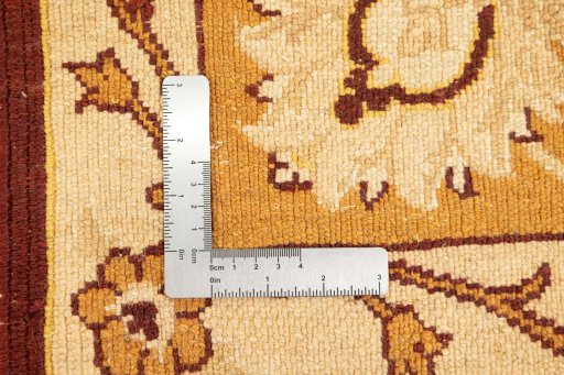Full view of New Isfahan rug from Iran / Persia, 248 × 173 cm in Dark red tones