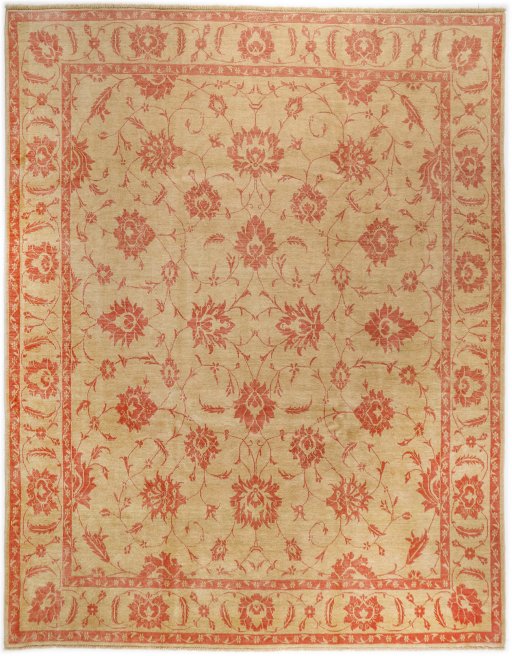 Full view of New Isfahan rug from Iran / Persia, 310 × 244 cm in Beige tones