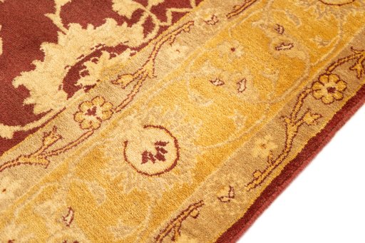 Close-up detail of New Isfahan rug from Iran / Persia showing Wool weave