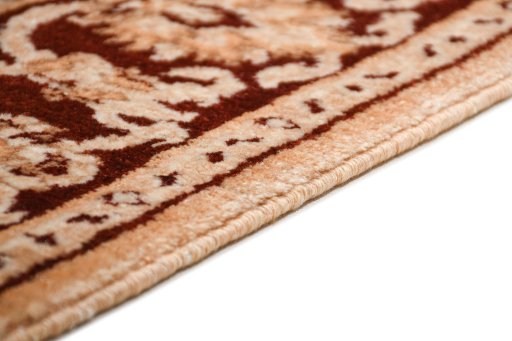 Backside of handmade New Isfahan rug showing knot structure and weave density