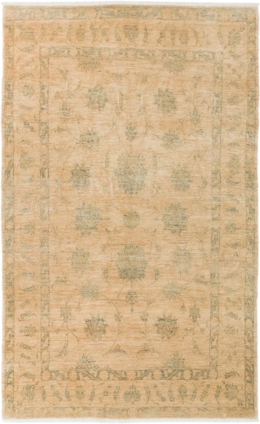 Full view of New Isfahan rug from Iran / Persia, 273 × 167 cm in Beige tones