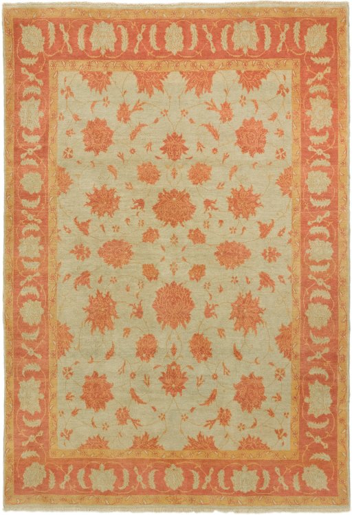 Full view of New Isfahan rug from Iran / Persia, 290 × 188 cm in Cream tones