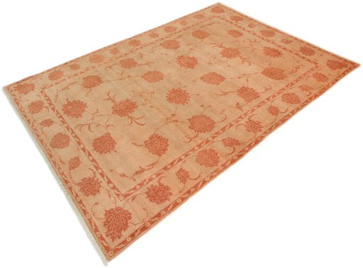Corner detail of New Isfahan rug showing border pattern and Wool pile