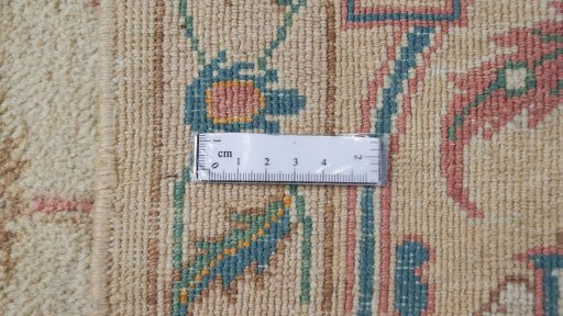 Full view of New Isfahan rug from Iran / Persia, 302 × 240 cm in Yellow tones