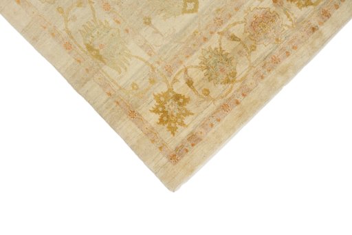 Backside of handmade New Isfahan rug showing knot structure and weave density