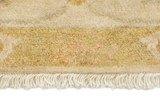 Close-up detail of New Isfahan rug from Iran / Persia showing Wool weave