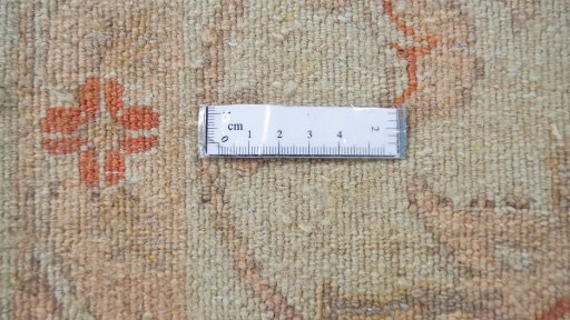 Close-up detail of New Isfahan rug from Iran / Persia showing Wool weave