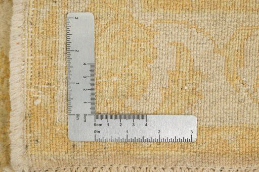Full view of New Isfahan rug from Iran / Persia, 335 × 75 cm in Beige tones