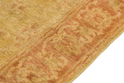 Close-up detail of New Isfahan rug from Iran / Persia showing Wool weave