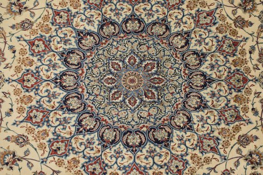 Central medallion detail of 1970s Isfahan rug from Iran / Persia