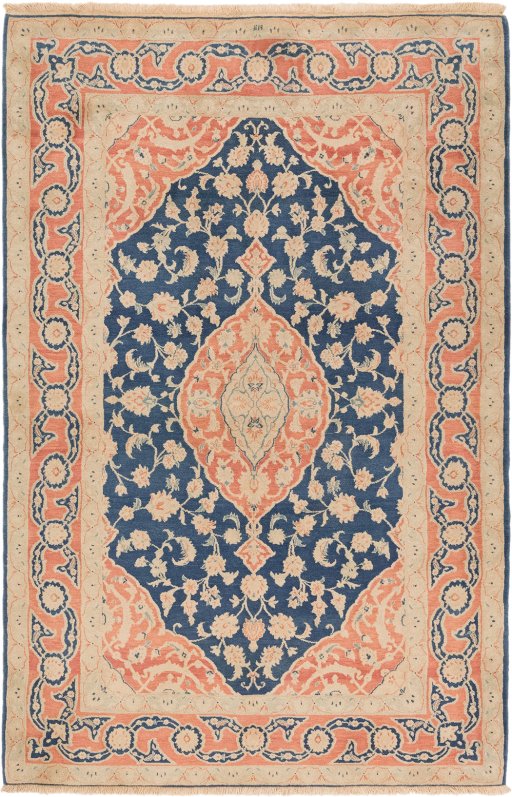 Full view of New Isfahan rug from Iran / Persia, 201 × 131 cm in Blue tones
