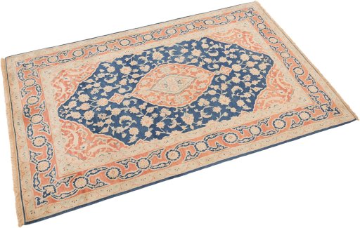 Close-up detail of New Isfahan rug from Iran / Persia showing Wool weave