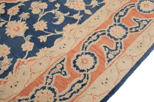Close-up detail of New Isfahan rug from Iran / Persia showing Wool weave