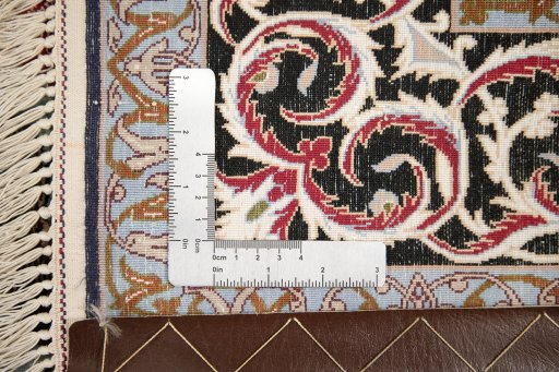 Full view of New Isfahan rug from Iran / Persia, 165 × 111 cm in Blue tones