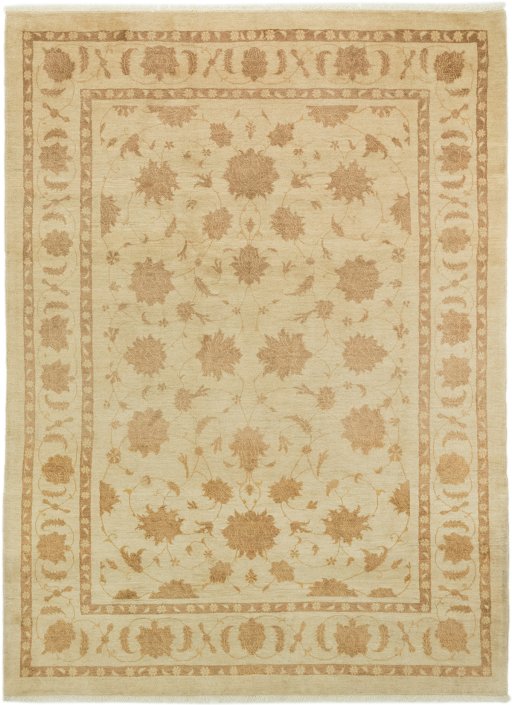 Full view of New Isfahan rug from Iran / Persia, 280 × 200 cm in Cream tones
