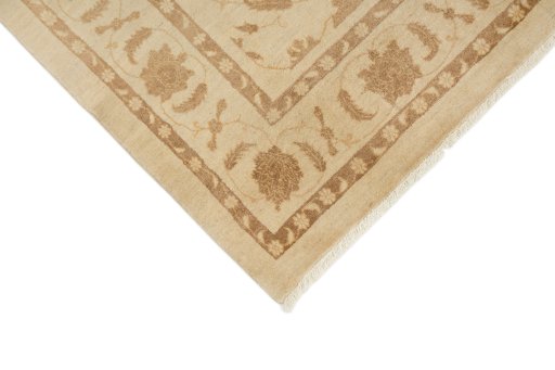 Backside of handmade New Isfahan rug showing knot structure and weave density