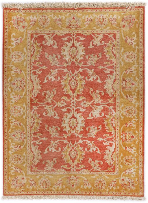 Full view of New Isfahan rug from Iran / Persia, 128 × 97 cm in Red tones