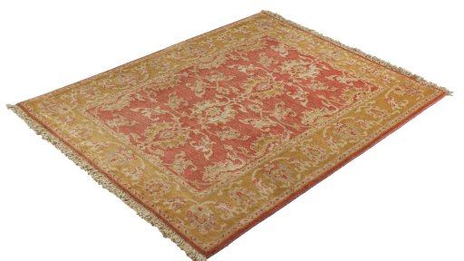 Corner detail of New Isfahan rug showing border pattern and Wool pile