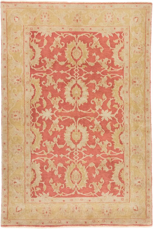 Full view of New Isfahan rug from Iran / Persia, 215 × 150 cm in Red tones